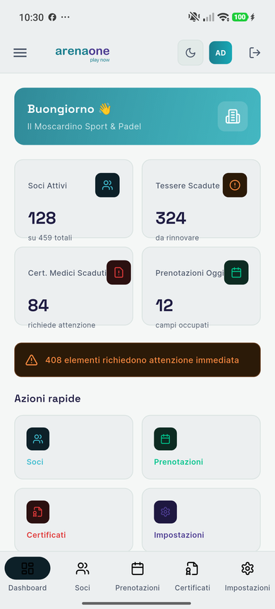 ArenaONE App Dashboard